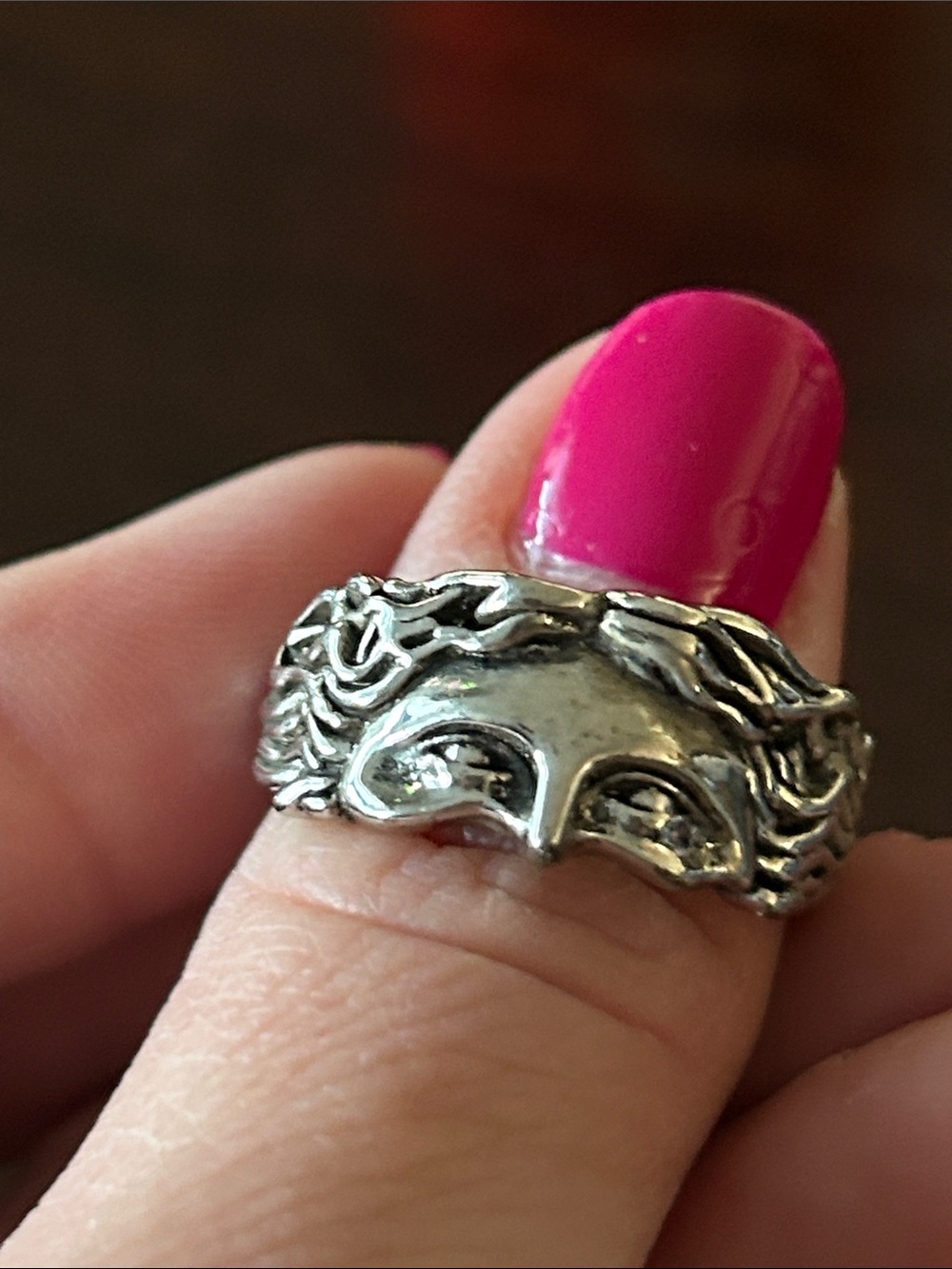 Masquerade Mask Ring in Silver Tone